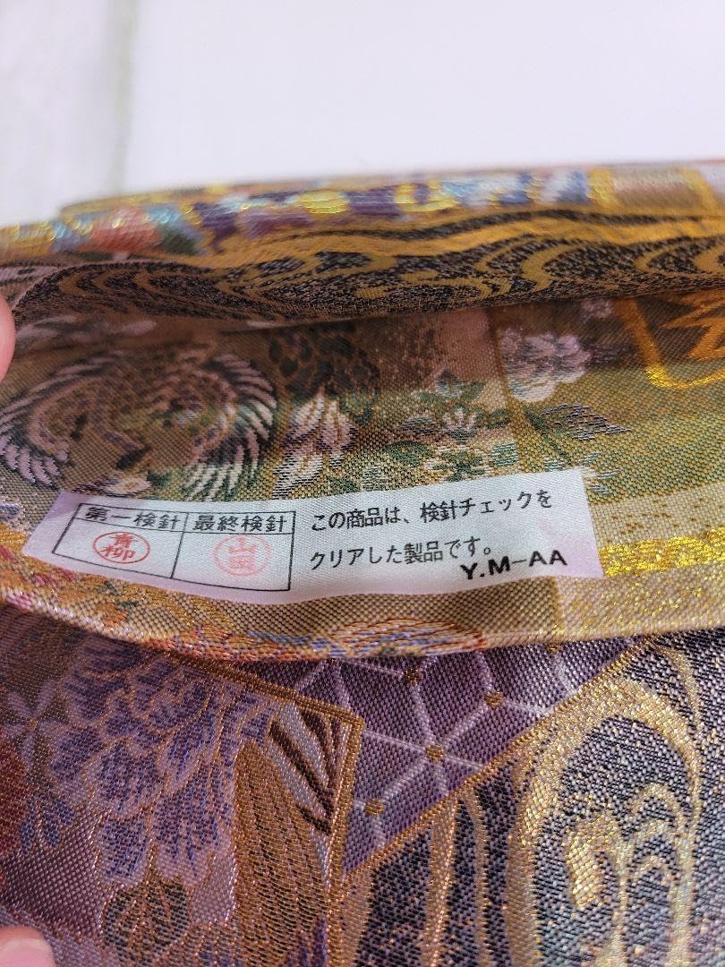 伝承国宝図 西陣織 プラチナ箔 本金箔 丸帯 正絹 高級帯 両面全通 伝統